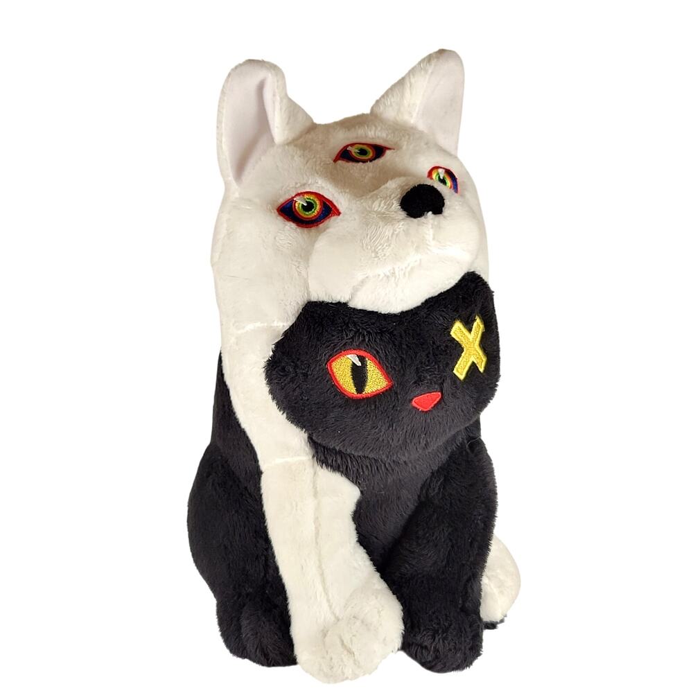 Meow Wolf Plush Cat Dog Hybrid Black White 11" Lil Oak 2020 Rare Stuffed Animal